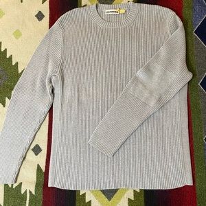 Men’s Express ribbed crewneck XL grey sweater with elbow detail.